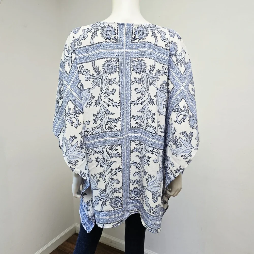 Michael Michael Kors Poncho Tunic Top Size L/XL Scarf Bandana Print Flowy Boho